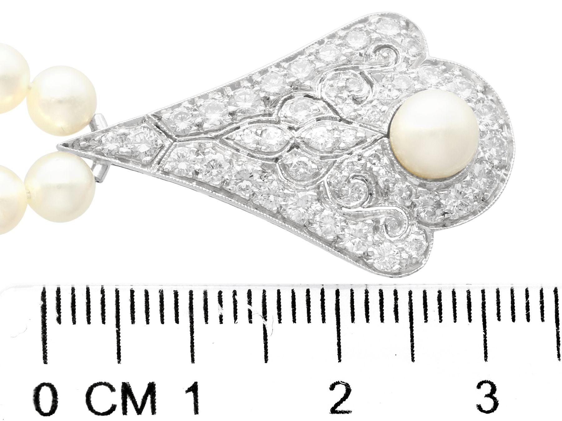 Vintage Zuchtperle 1,48 Karat Diamant 18k Weißgold Halskette Circa 1990 im Angebot 1