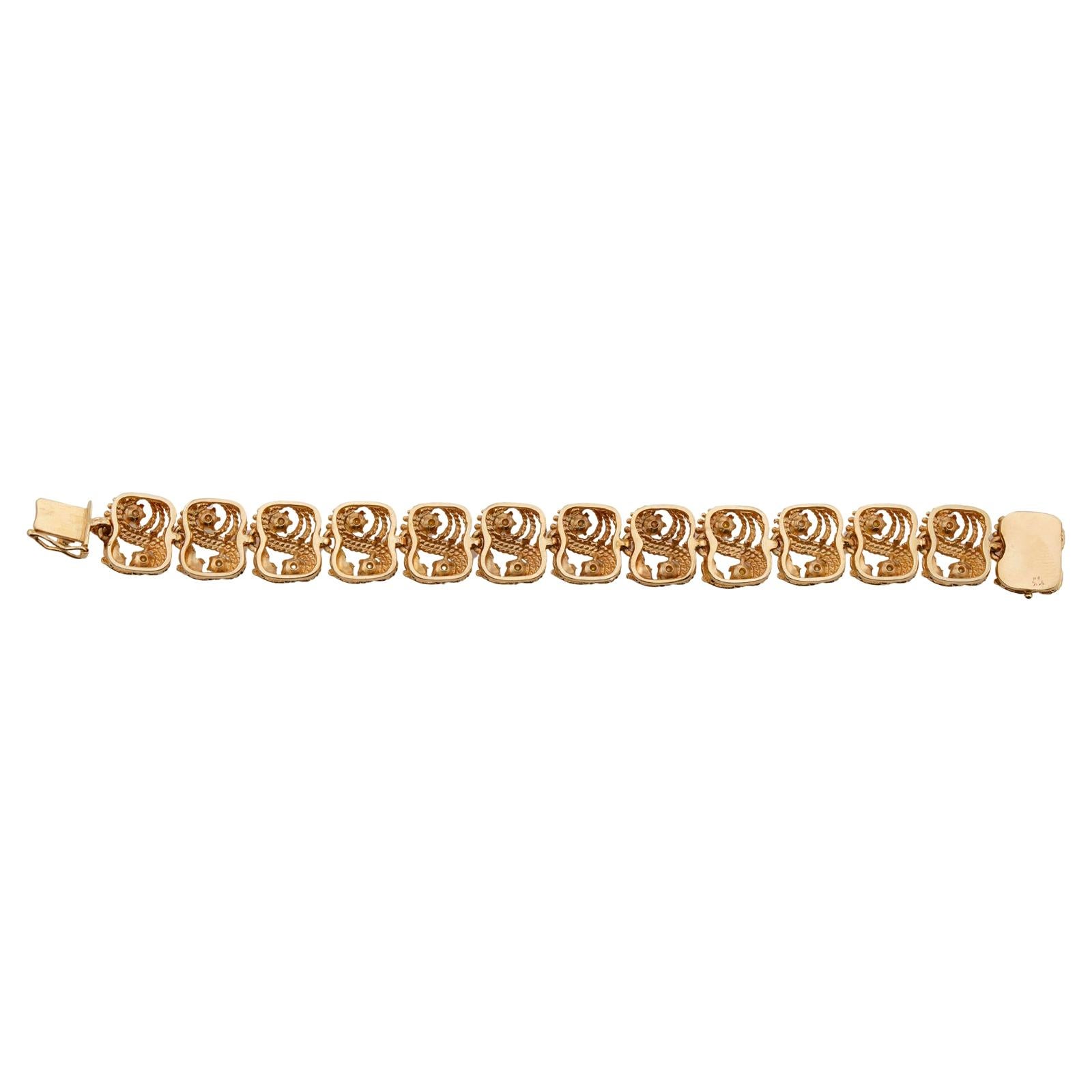 Bracelet Vintage à 2 rangs de perles de culture en or jaune 14k A Link en vente 1
