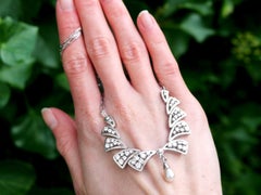 Vintage Cultured Pearl and 2.54 Carat Diamond White Gold Necklace