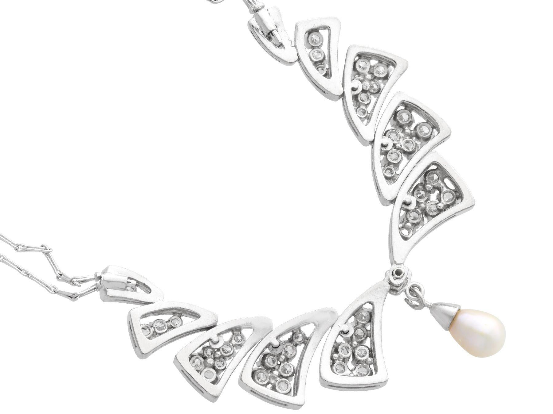 Halskette aus Weißgold mit Zuchtperle und 2,54 Karat Diamant für Damen oder Herren im Angebot