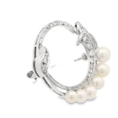 Vintage Cultured Pearl and Diamond Brooch w/ Appraisal