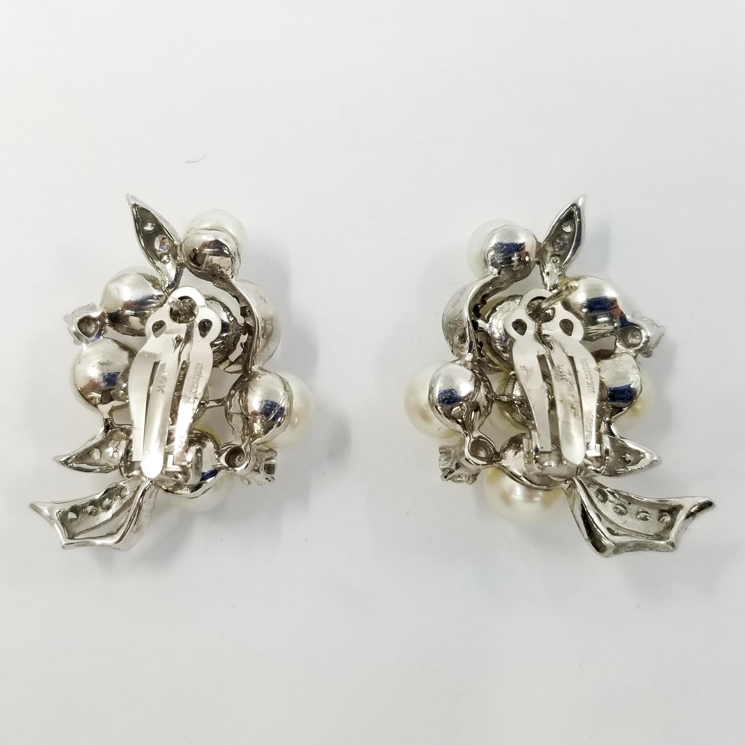 vintage pearl and diamond earrings