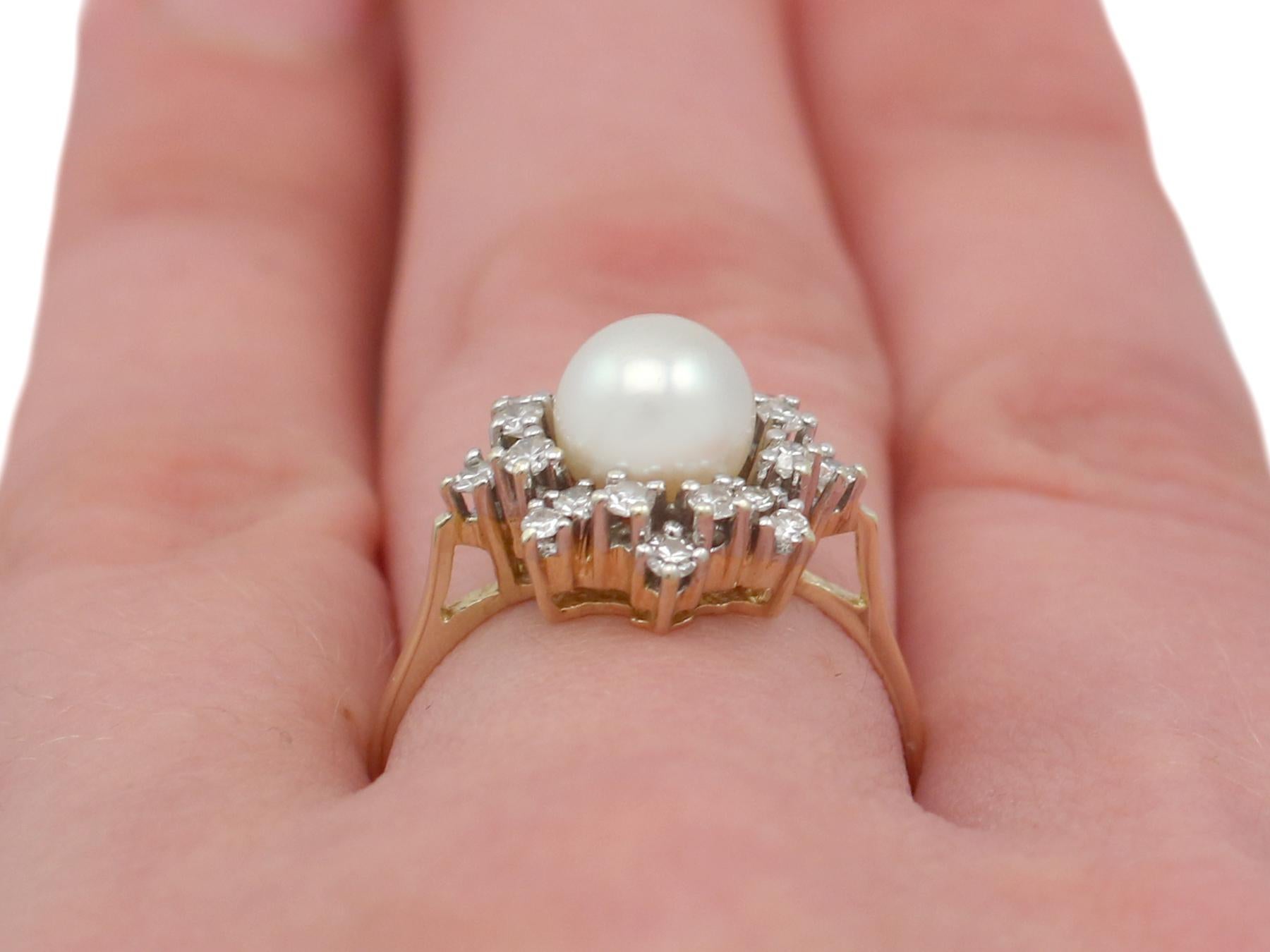 Vintage Cultured Pearl and Diamond Yellow Gold Cocktail Ring Circa 1970 For Sale 3
