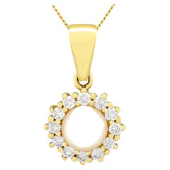 Ciondolo vintage in oro giallo con perle coltivate e diamanti