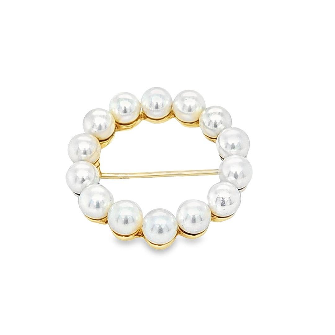 Vintage Zuchtperle Kreis Pin für Damen oder Herren im Angebot