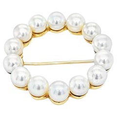 Vintage Cultured Pearl Circle Pin