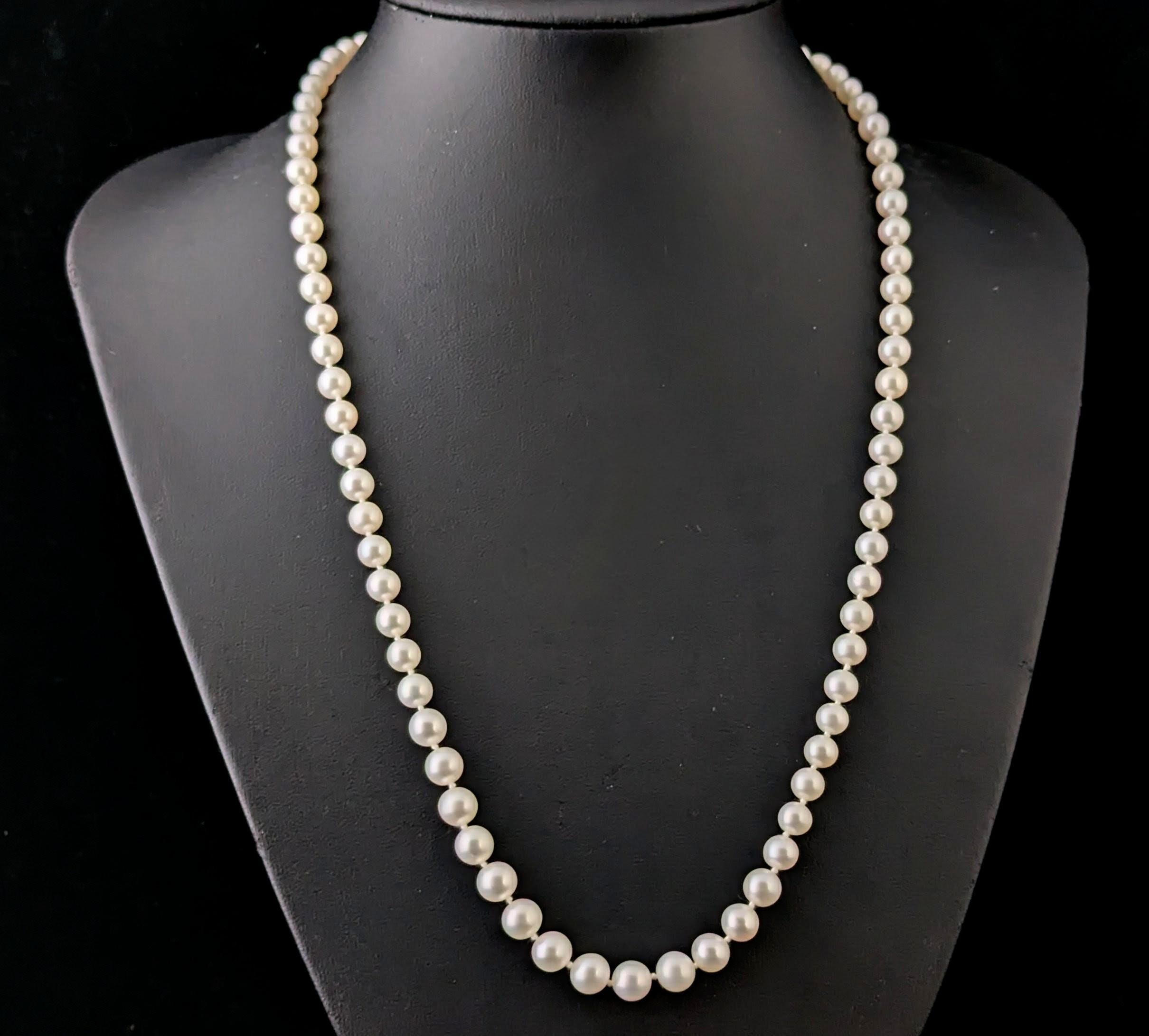 Collana di perle coltivate vintage, oro 9k e chiusura in rubino in vendita 3