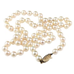Collier de perles de culture vintage, fermoir en or 9 carats, années 1960