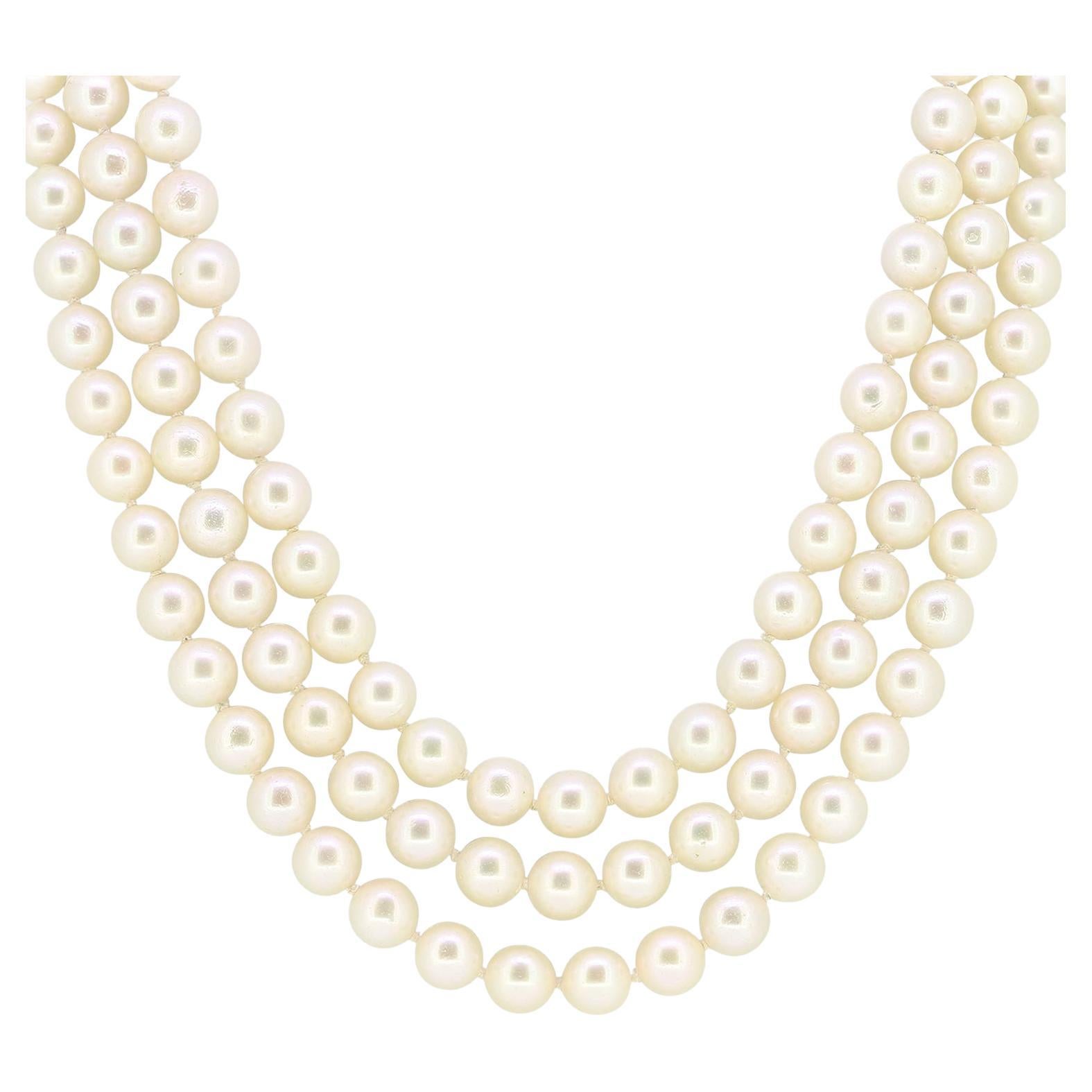 Vintage Cultured Pearl Necklace and Muli Gemstone Clasp