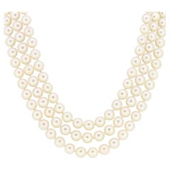 Vintage Cultured Pearl Necklace and Muli Gemstone Clasp