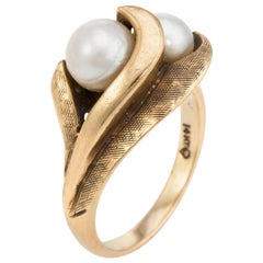 Vintage Cultured Pearl Ring 14 Karat Yellow Gold Cocktail Estate Fine Jewelry