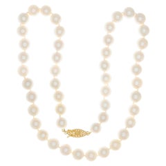 Retro Cultured Pearl Yellow Gold Necklace