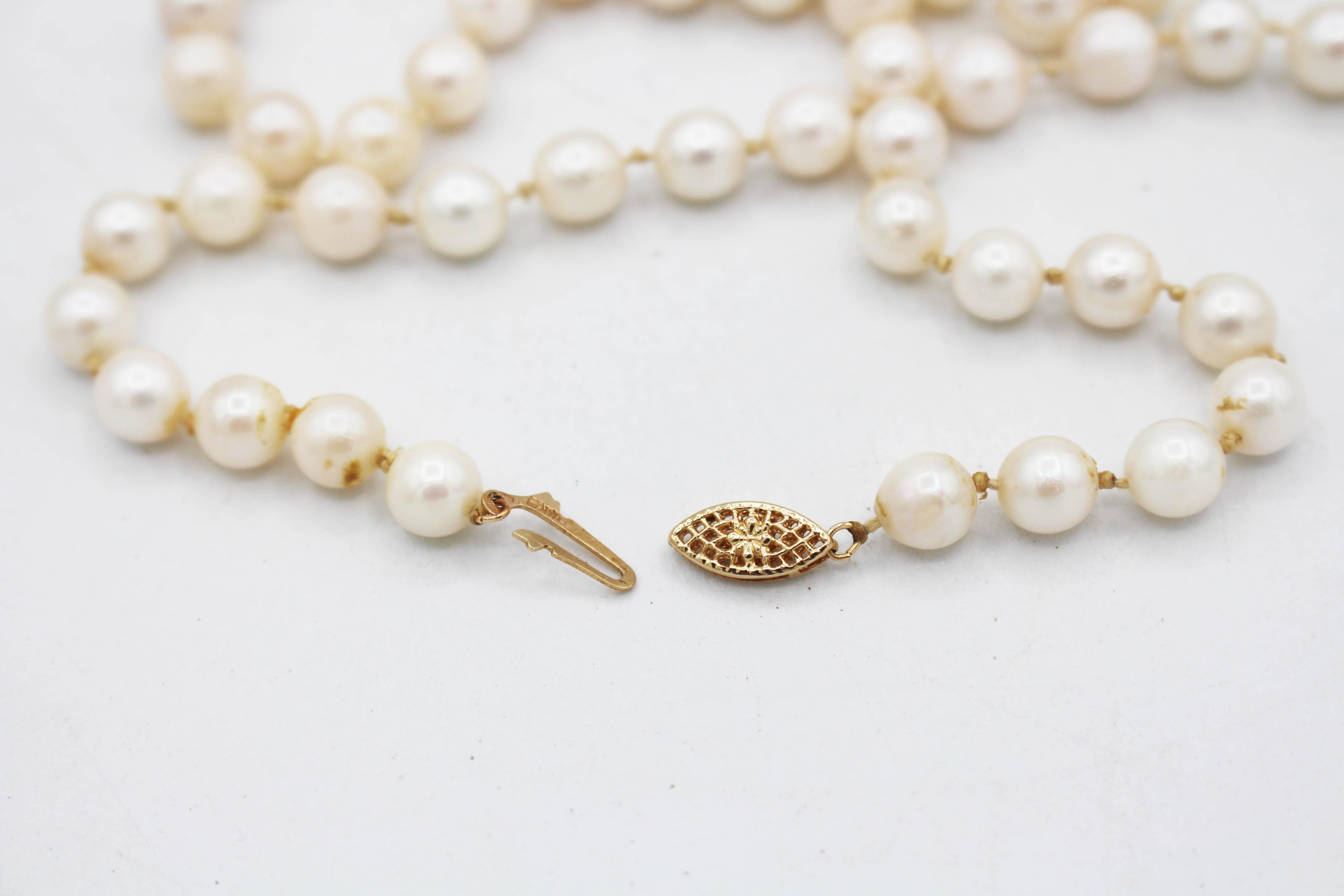 Collier de perles de culture vintage Bon état - En vente à Chapel Hill, NC