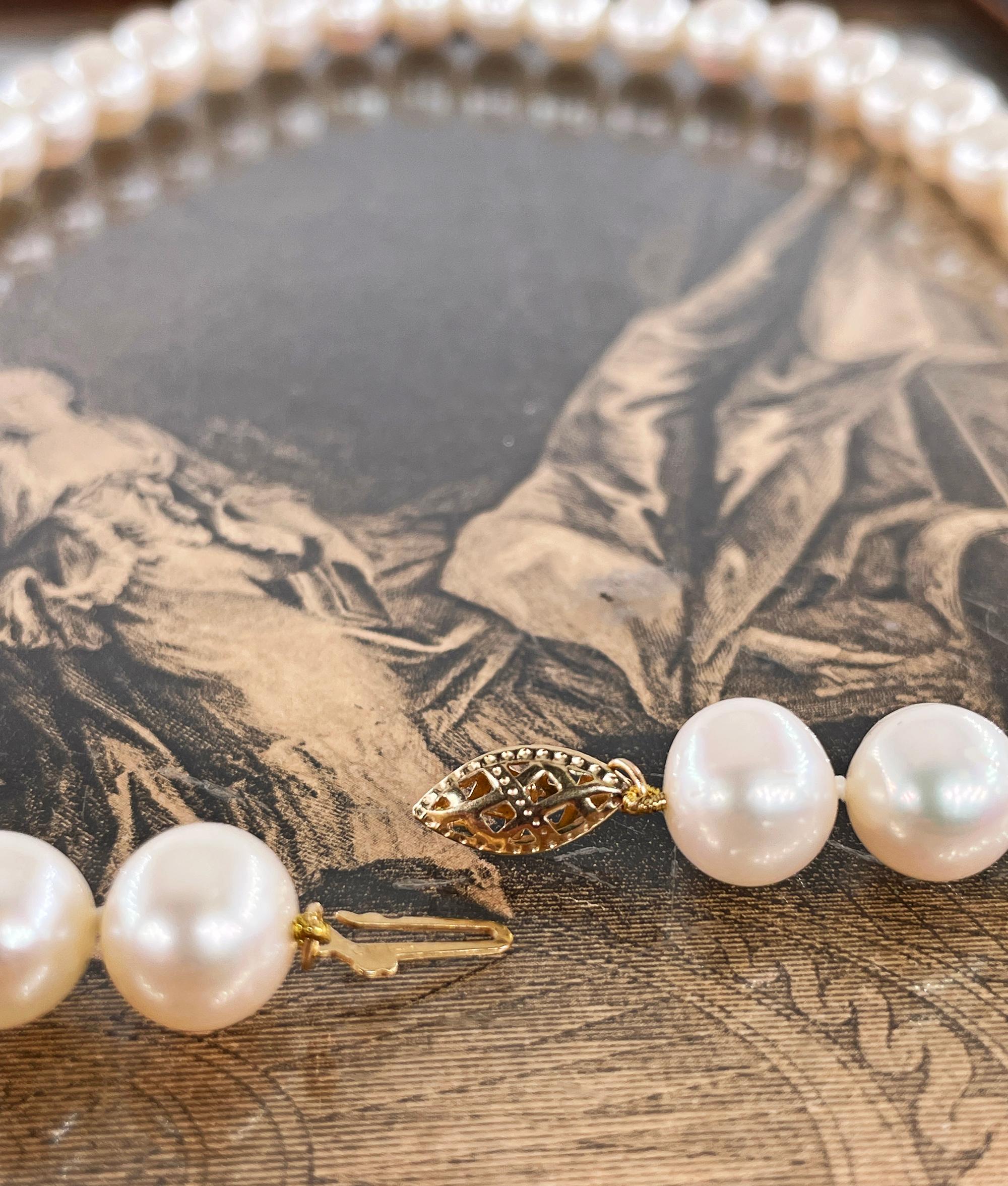 Vintage Cultured White PEARL 9.25-9.50mm Strand 18