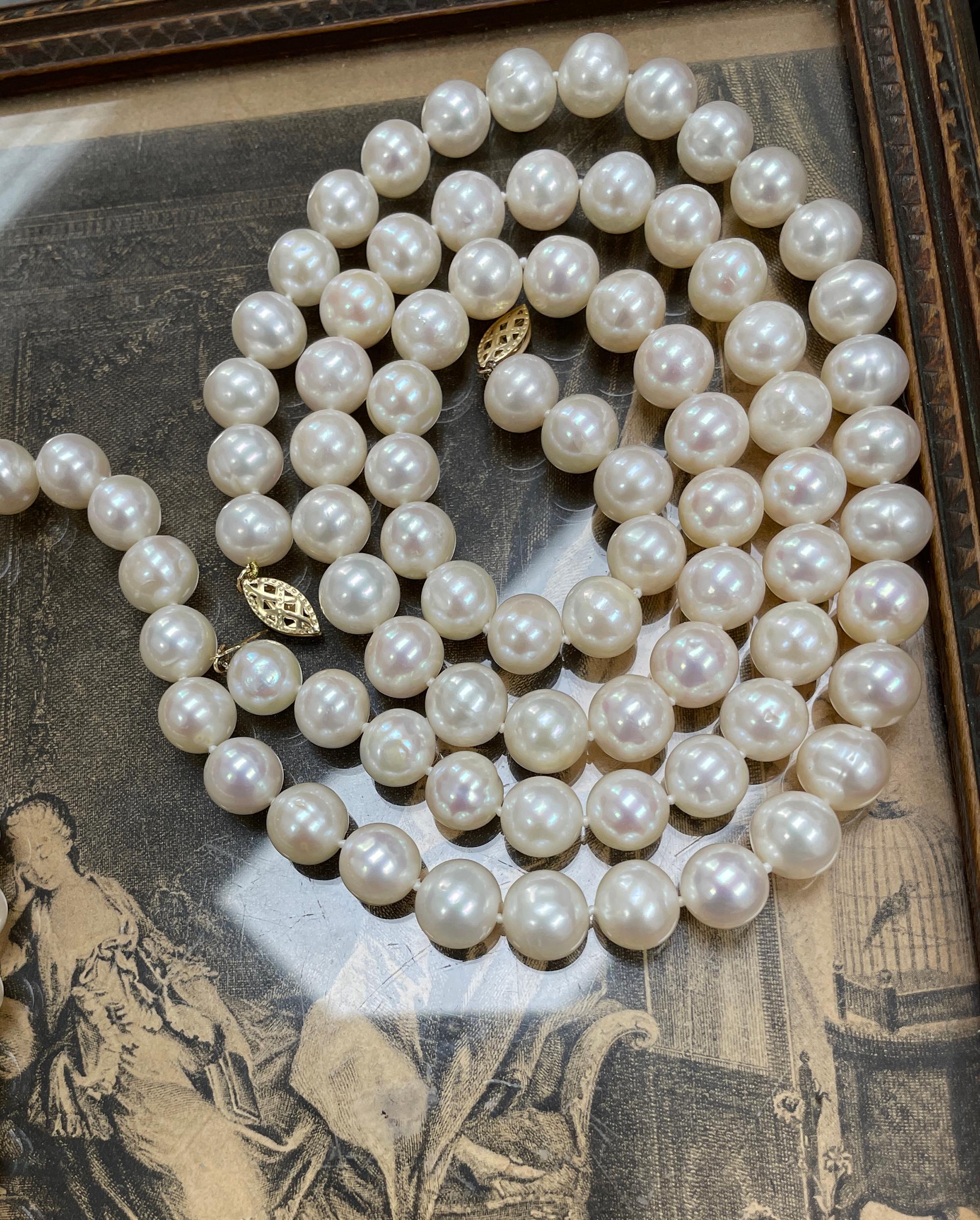 Vintage Cultured White PEARL 9.25-9.50mm Strand 18