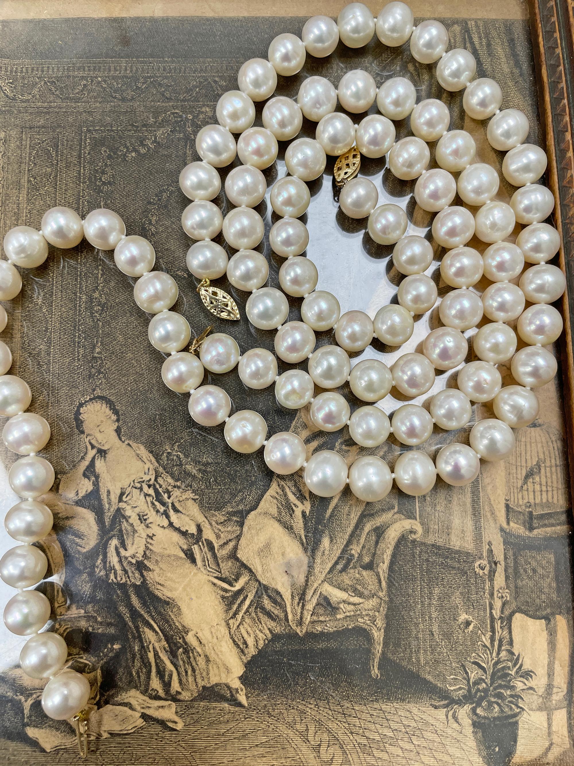 Vintage Cultured White PEARL 9.25-9.50mm Strand 18