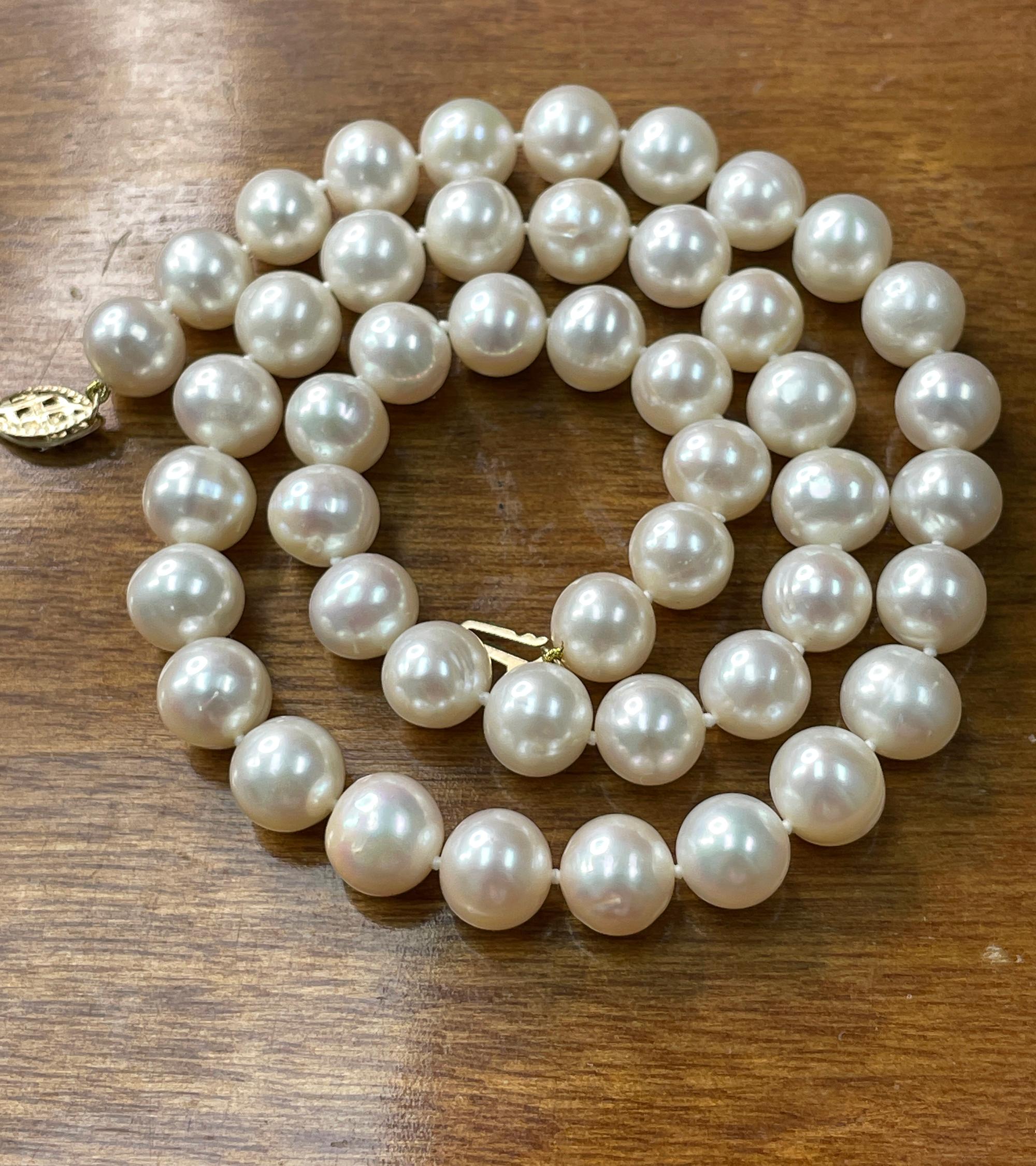 Bead Vintage Cultured White PEARL 9.25-9.50mm Strand 18