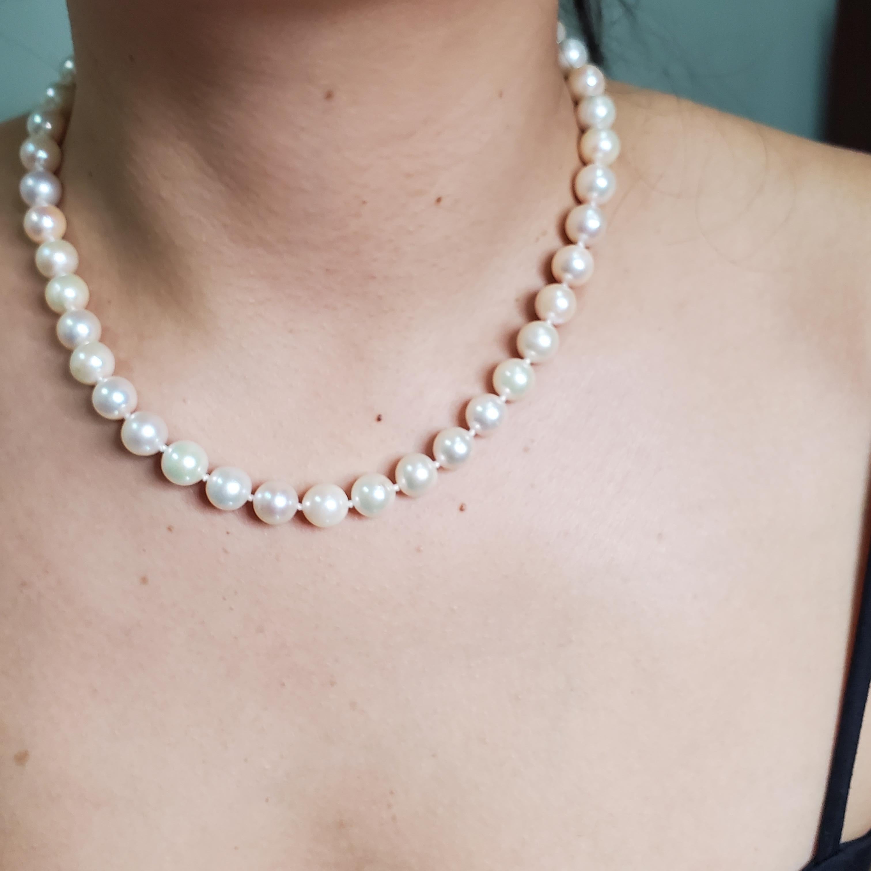Vintage Cultured White PEARL 9.25-9.50mm Strand 18