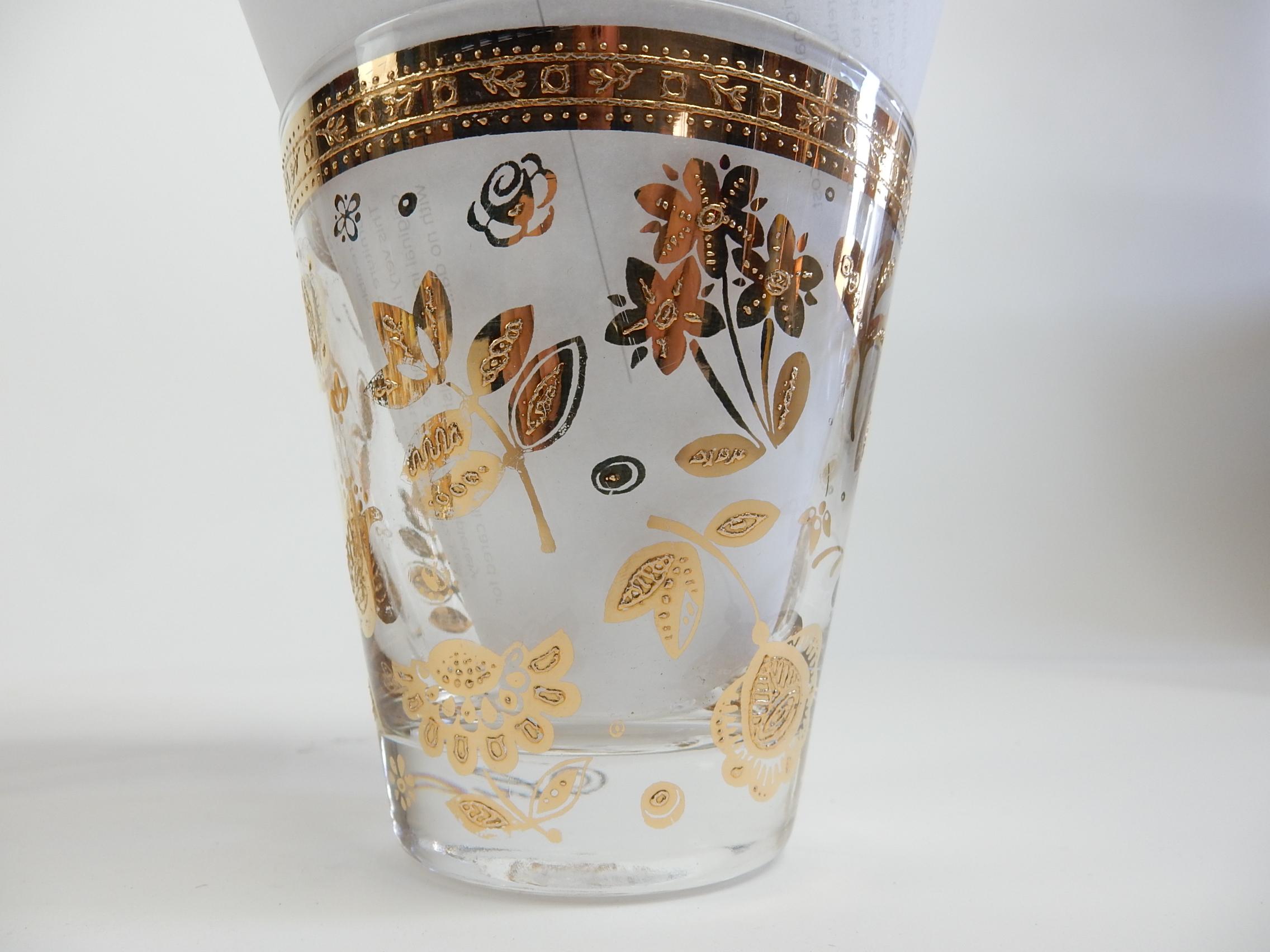 20th Century Vintage Culver 8 Whiskey Glasses and 6 Shots 1960's Barware For Sale
