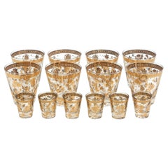 Vintage Culver 8 vasos de whisky y 6 chupitos Barware años 60
