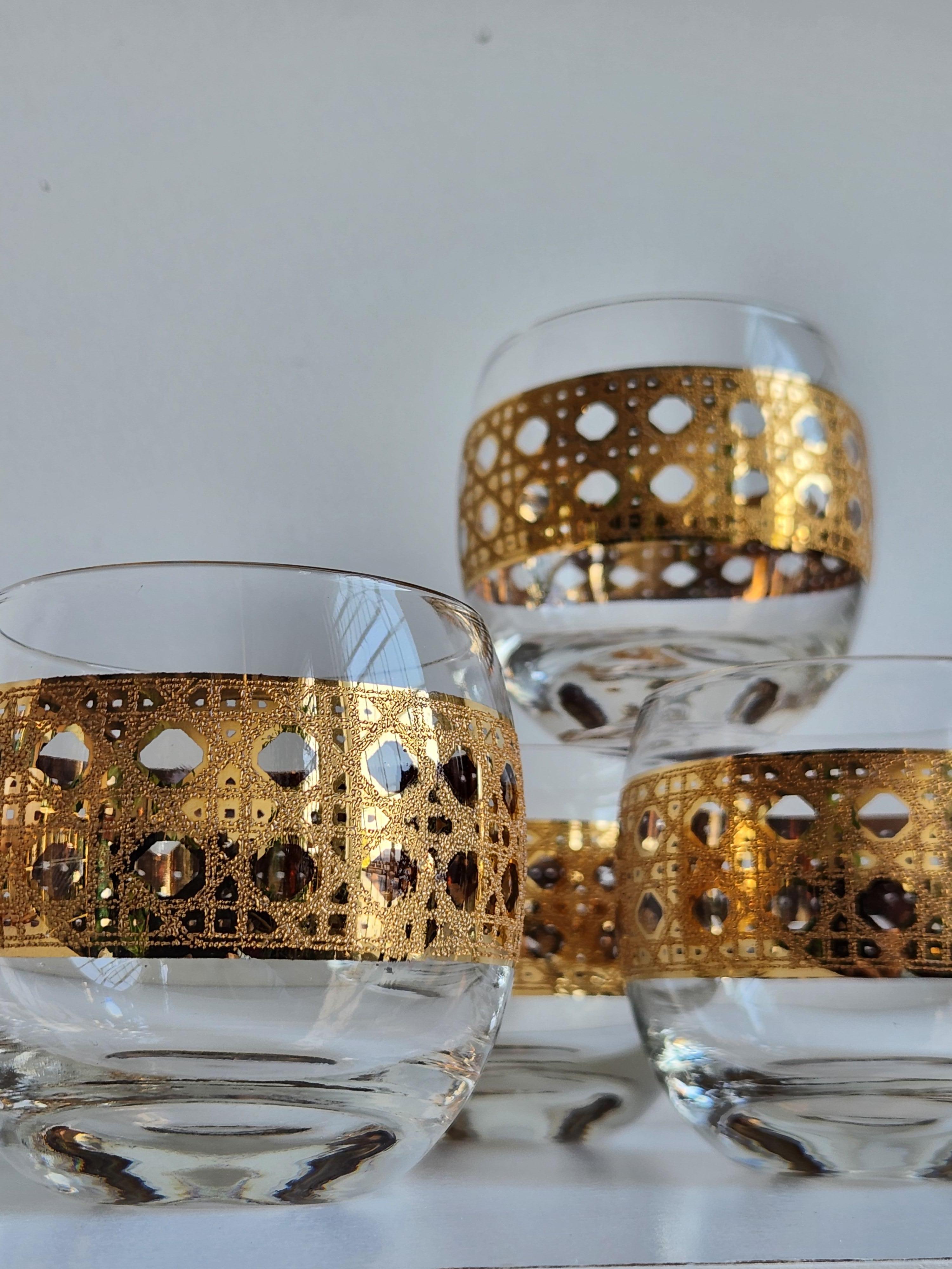 Vintage Culver Canella Gold cane design roly poly set im Angebot 1