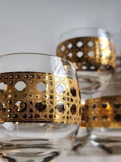 Vintage Culver Canella Gold cane design roly poly set