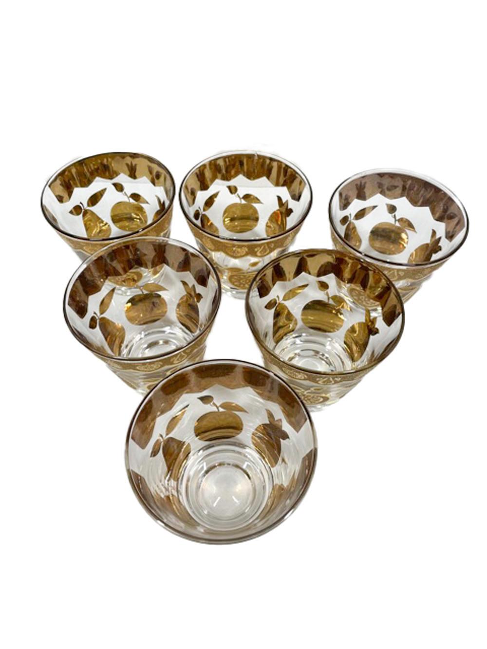 20th Century Vintage Culver Florentine Pattern Cocktail Pitcher and 6 Old Fashioned Glasses