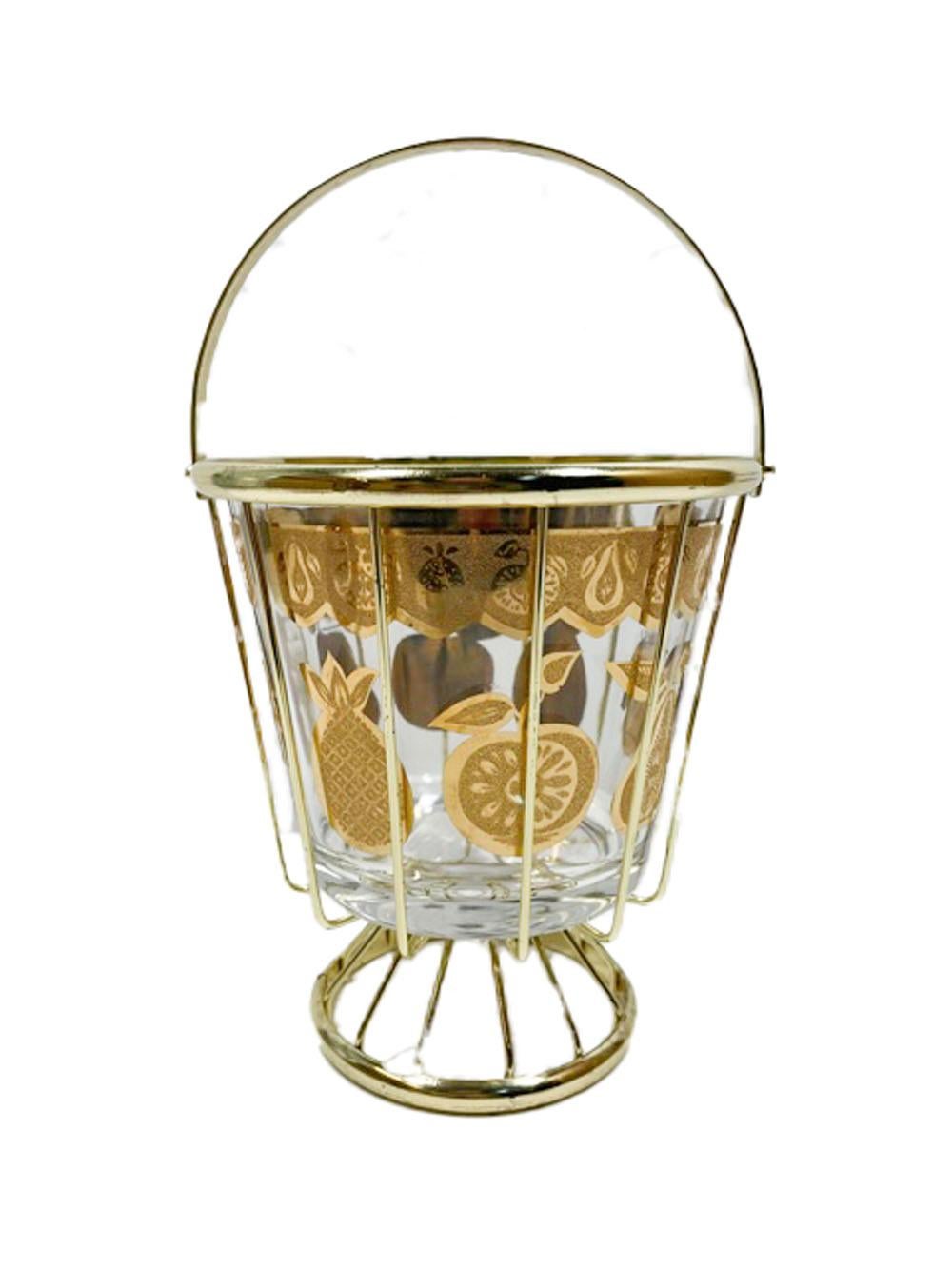 Bol à glace et couvercle vintage Culver à motif florentin en métal doré dans une boîte en métal doré Bon état - En vente à Nantucket, MA