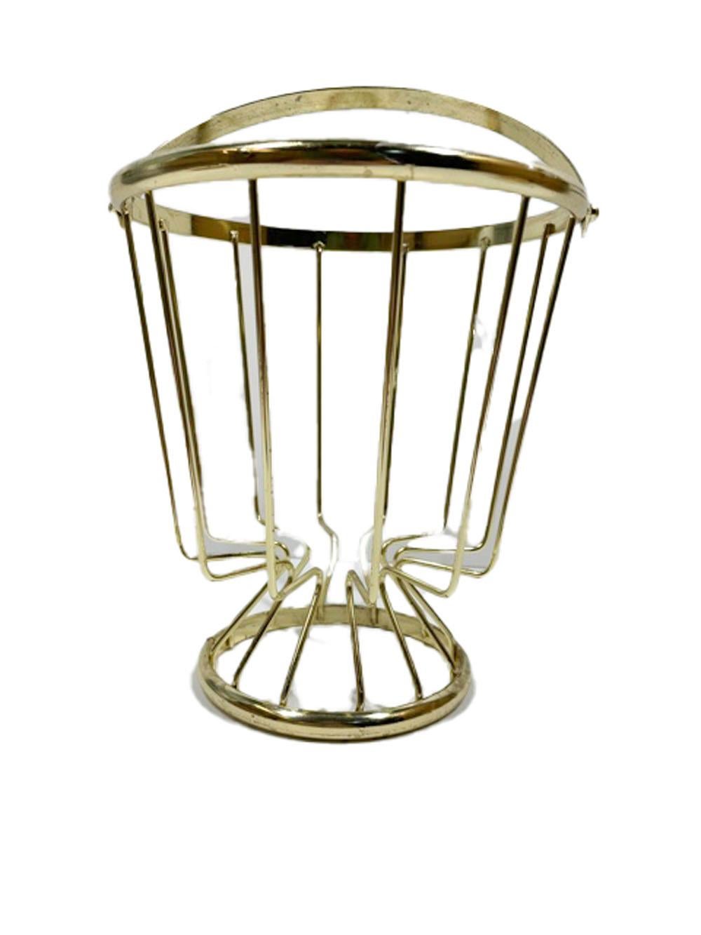 Bol à glace et couvercle vintage Culver à motif florentin en métal doré dans une boîte en métal doré en vente 1