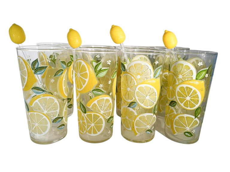 Vintage Culver Glass Coolers / Highball Glasses in the Citrus Pattern