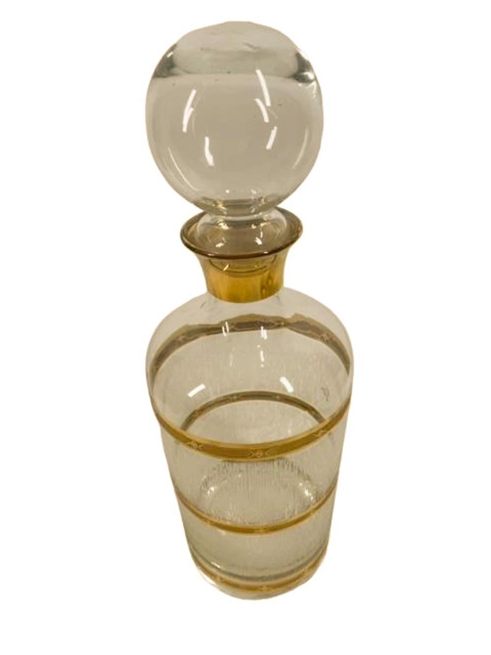 Vintage-Dekanter aus Würfelglas und vier Steingläsern im „Icicle“-Muster (Glas) im Angebot