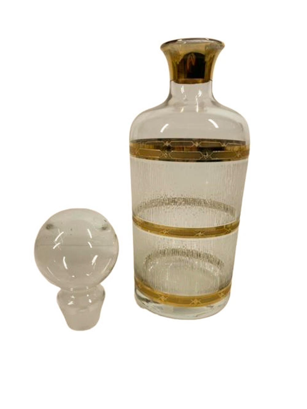 Vintage-Dekanter aus Würfelglas und vier Steingläsern im „Icicle“-Muster im Angebot 1