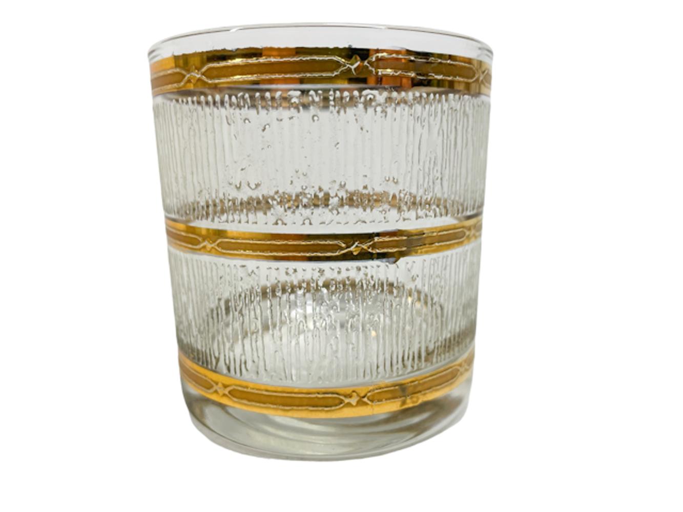 Culver-Gläser im Vintage-Stil mit „Icicle“-Muster in schwer zu findendem Whiskey / Neat Size (Moderne der Mitte des Jahrhunderts)