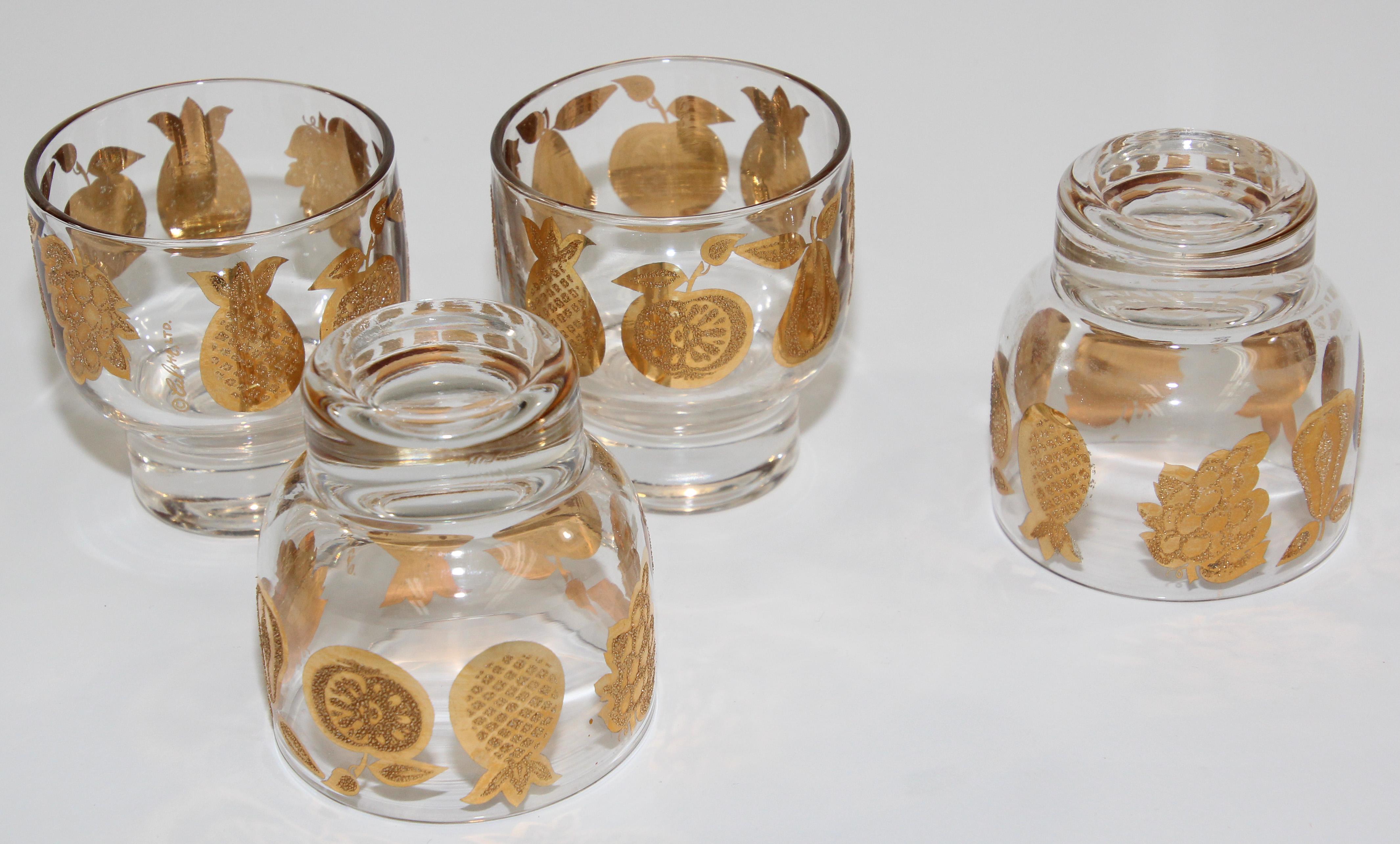 Vintage Culver Glasses with 22-Karat Gold Florentine Pattern Set of Four 3