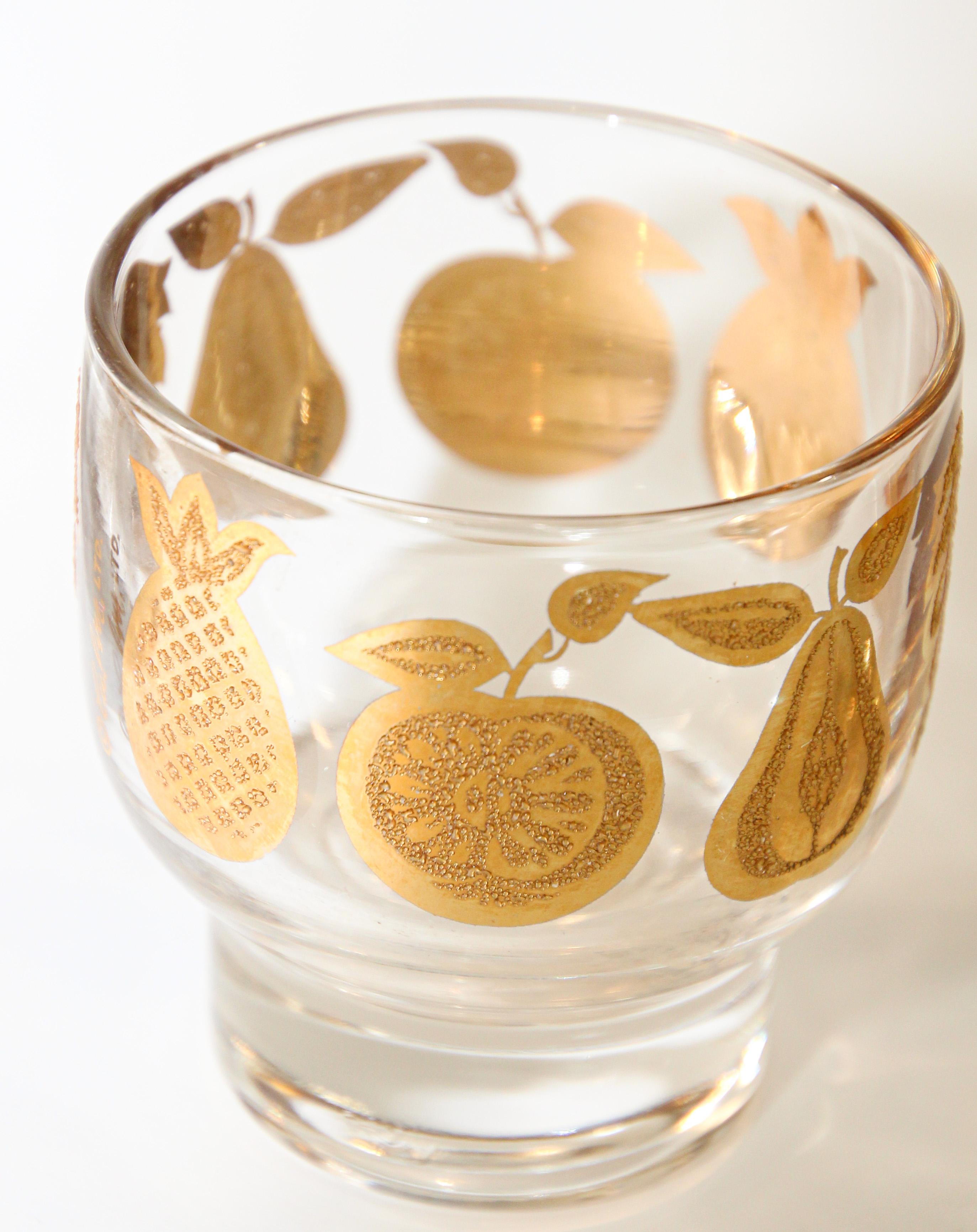 Moorish Vintage Culver Glasses with 22-Karat Gold Florentine Pattern Set of Four