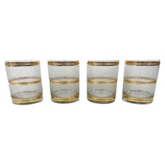Vintage Culver Glassware Rocks Glasses in the Icicle Pattern with 22k Gold Bands