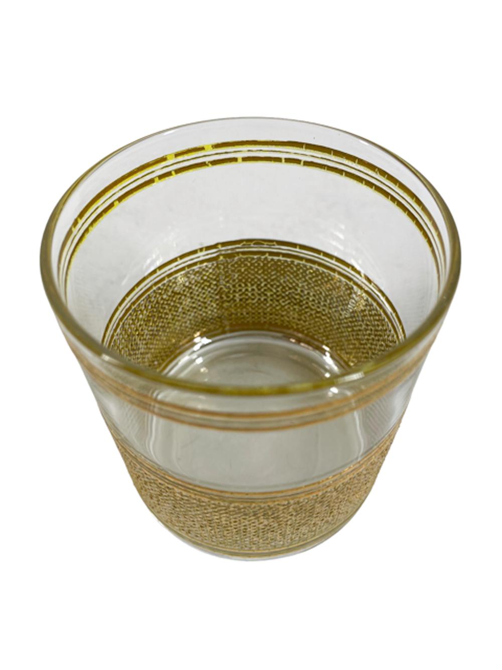 Vintage Culver-Gläser aus Goldgeflecht mit erhöhtem strukturiertem 22-karätigem Golddesign im Zustand „Gut“ im Angebot in Chapel Hill, NC
