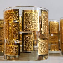Vintage Culver Golden Squares 11oz. Old fashioned glasses