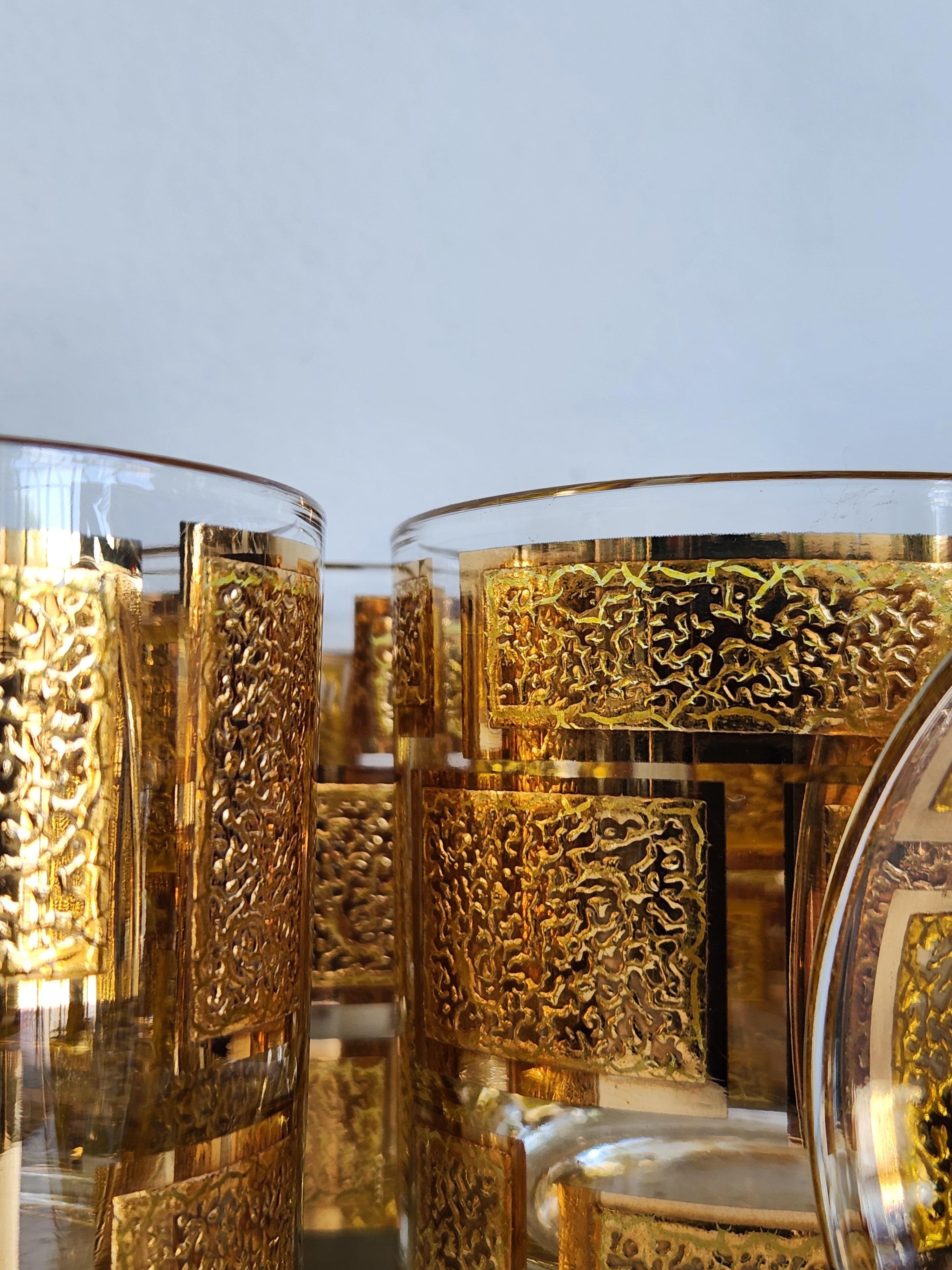 Vintage Culver Golden Squares 11oz. Verres à l'ancienne en vente 2