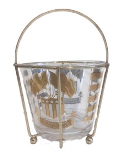 Vintage Culver, International Drinking Team Ice Bowl with Gold-Tone Caddy