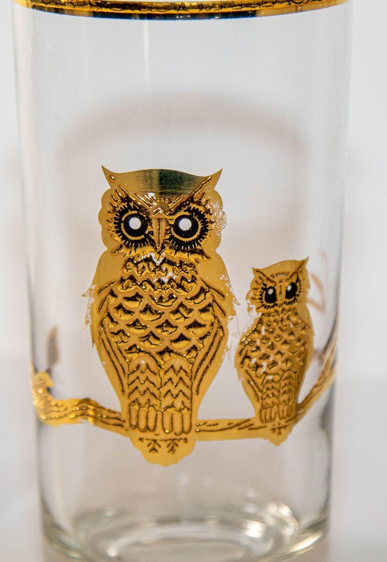 1950's Vintage Culver Ltd Highball Drinking Glasses with 22K Gold Owls Set  of 6 For Sale at 1stDibs | culver owl glasses, retro 1950s highball glasses