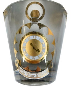 Vintage Culver Old Fashioned Glasses in the "the Time Is Now" Pattern"