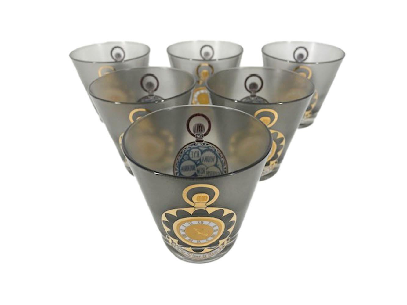 Mid-Century Modern Vieux verres à couvercle à la mode vintage dans le motif « The Time Is Now »  en vente