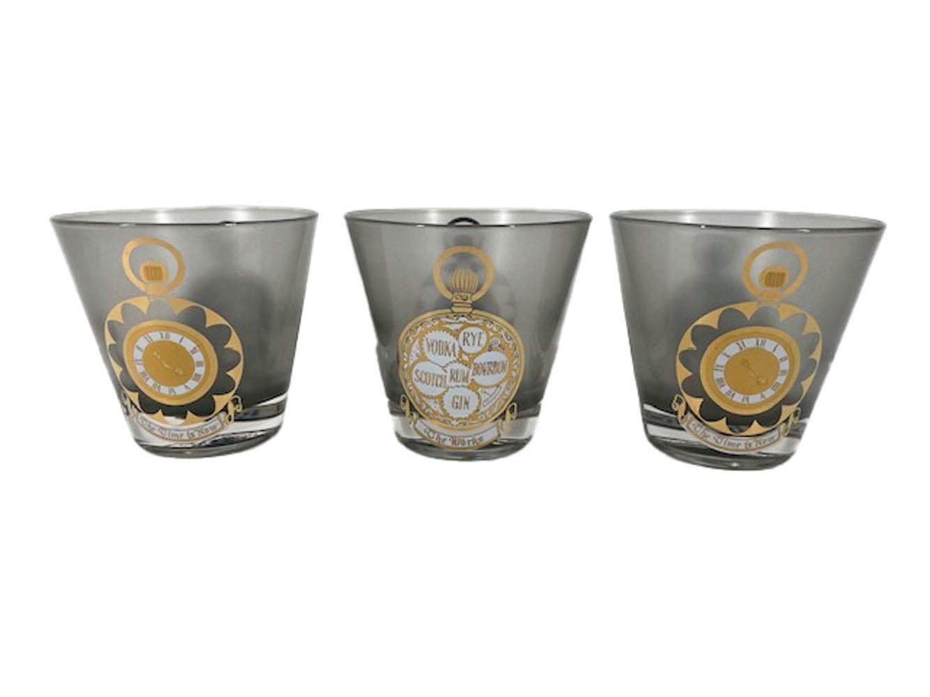 Vieux verres à couvercle à la mode vintage dans le motif « The Time Is Now » en vente 1