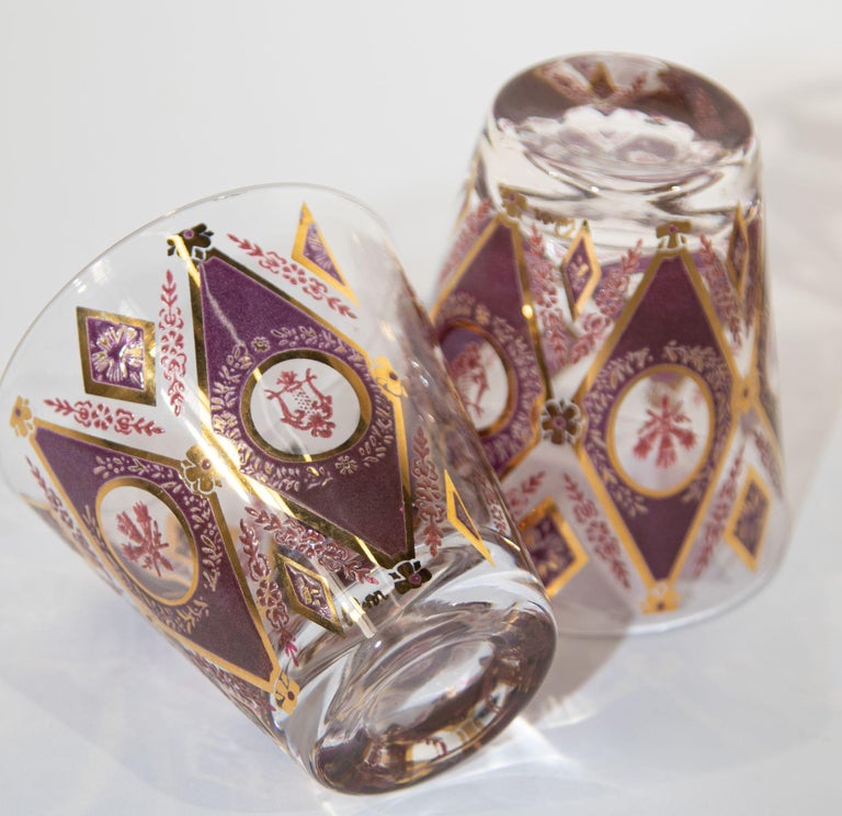Pattern Rocks Glass Vintage Culver Rocks Glasses Royal Diamond Pattern For Sale at 1stDibs