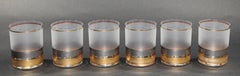 Vintage Culver Set of Six Rock Glasses Frosted Gold and Black Regency Pattern