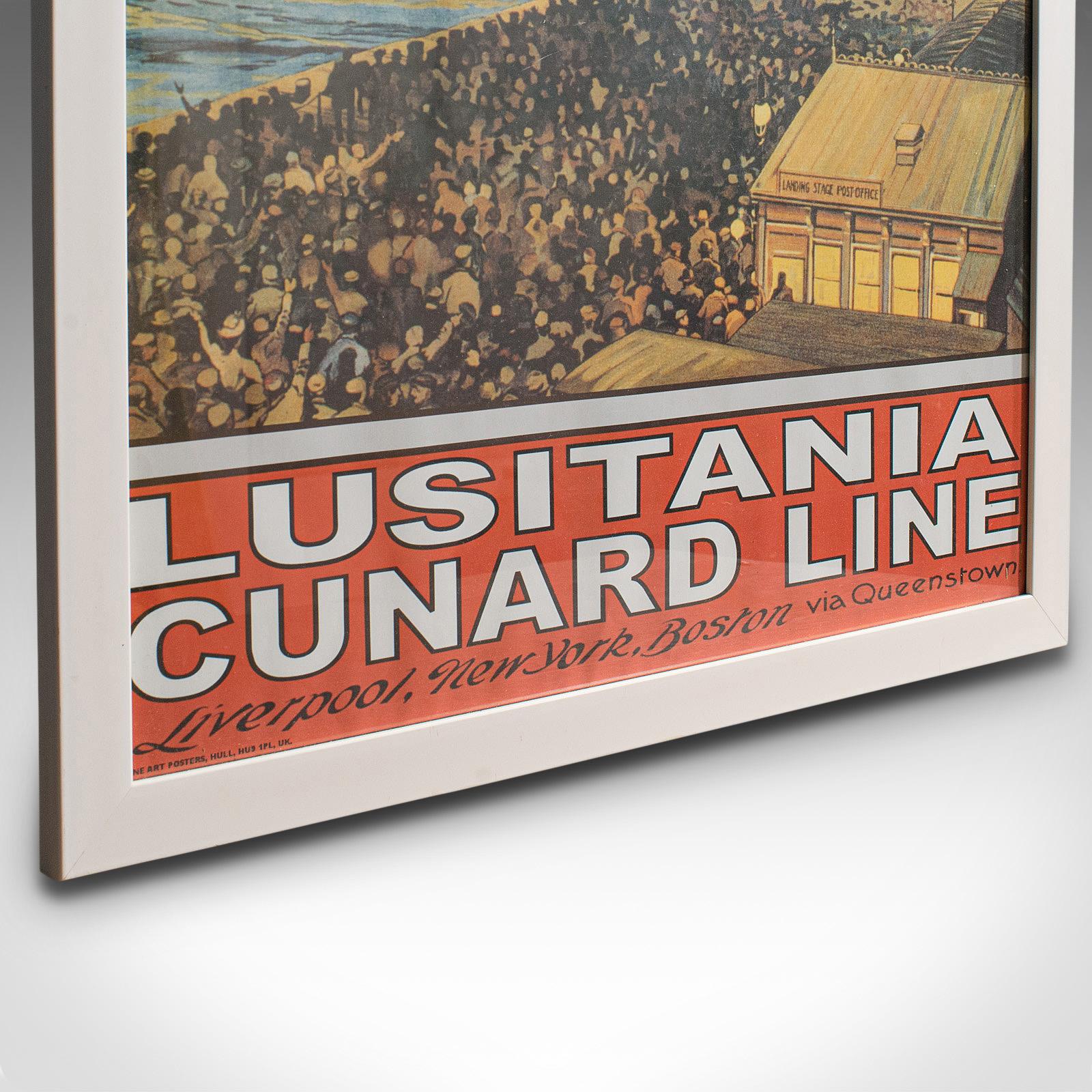 British Vintage Cunard Cruise Line Poster, English, Print, RMS Lusitania, Maritime, Ship