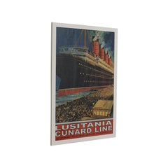 Vintage Cunard Cruise Line Poster, English, Print, RMS Lusitania, Maritime, Ship