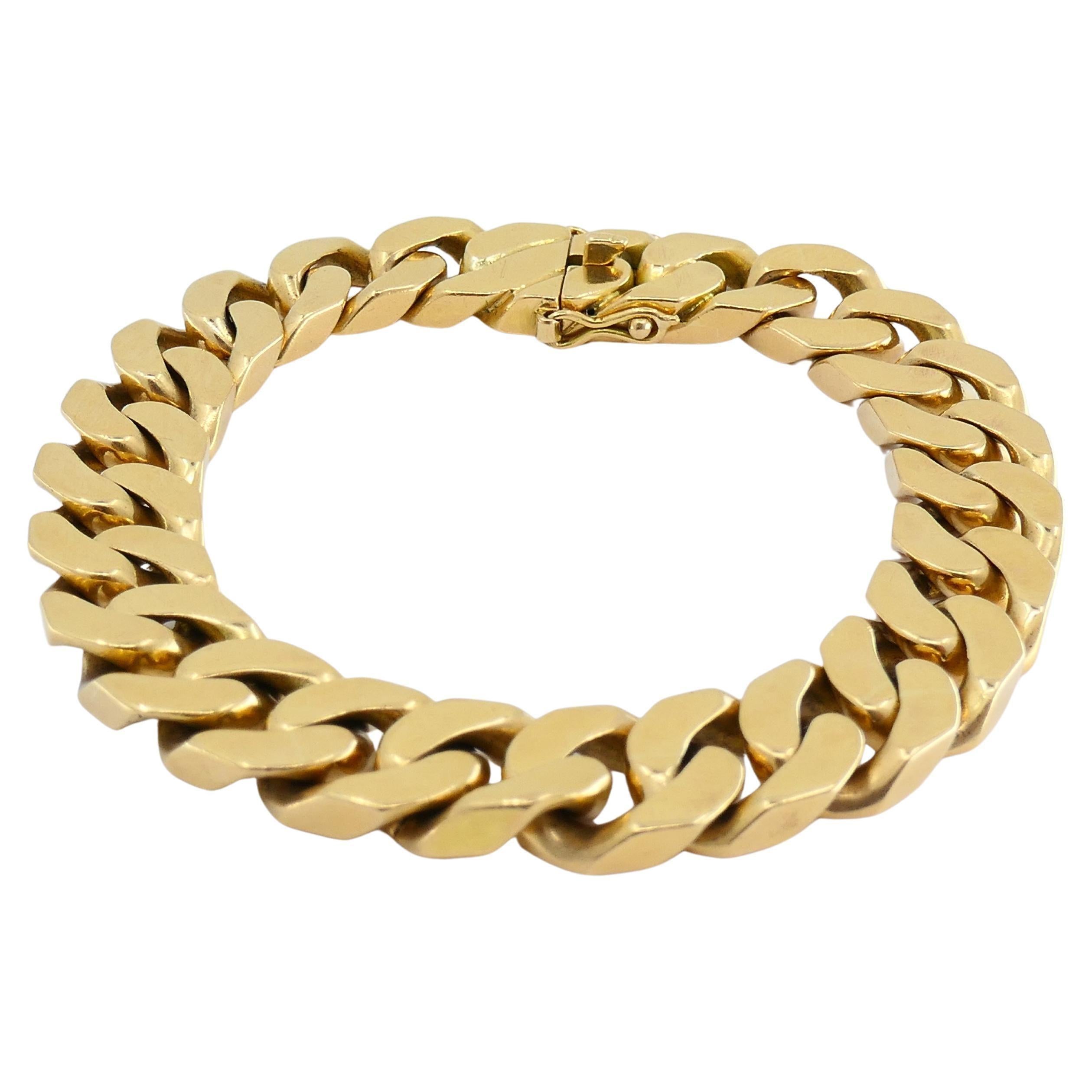 Vintage Curb Link Chain Bracelet 18k Gold French In Excellent Condition In Beverly Hills, CA