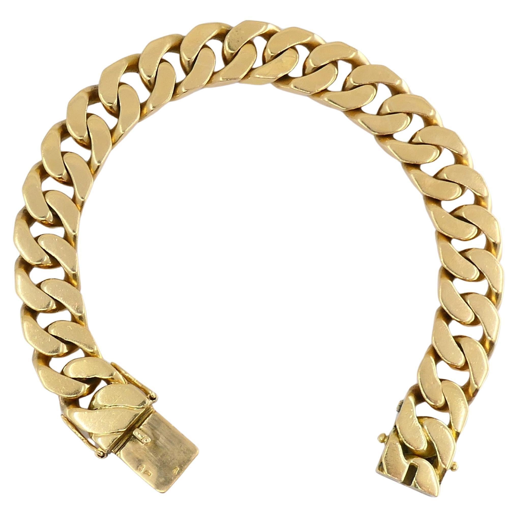 Women's or Men's Vintage Curb Link Chain Bracelet 18k Gold French